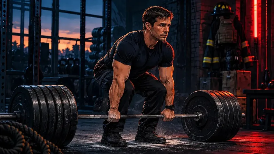 Athlete training with a loaded barbell