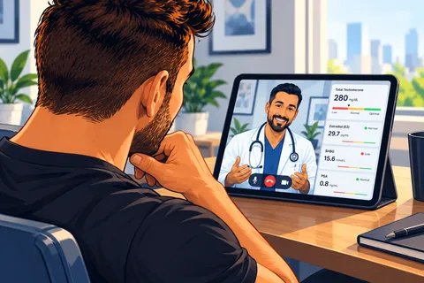 Man on a video visit with his provider on a tablet